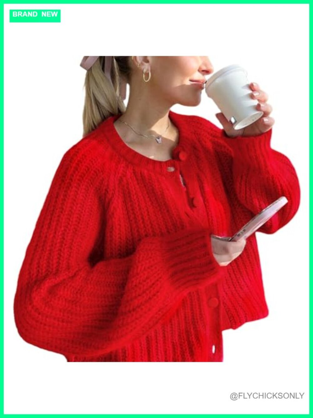 Womens Chunky Knit Button Down Open Front Cardigan Sweater Long Sleeve Loose